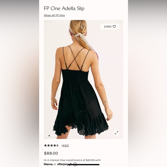 Free People One Adella Slip (size xs, black) - Picture 6 of 6